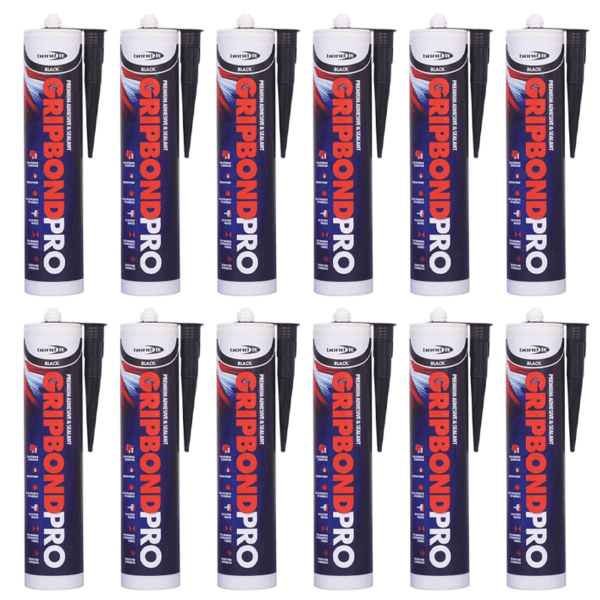 Bond It GB Gripbond Pro Hybrid Sealant & Adhesive  (Black) (Pack Of 12)